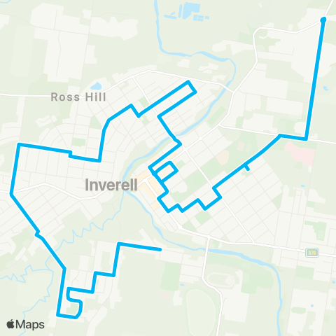 New England North West Network Inverell CBD to Ross Hill & Southside (Loop Service) map