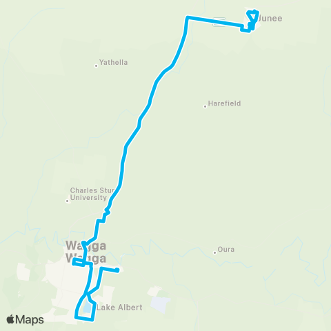Riverina Murray Network Junee to Wagga Wagga via Yathella & Wallacetown map