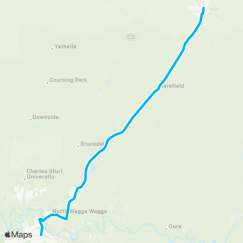 Riverina Murray Network Junee to Wagga Wagga via Byrnes Rd map