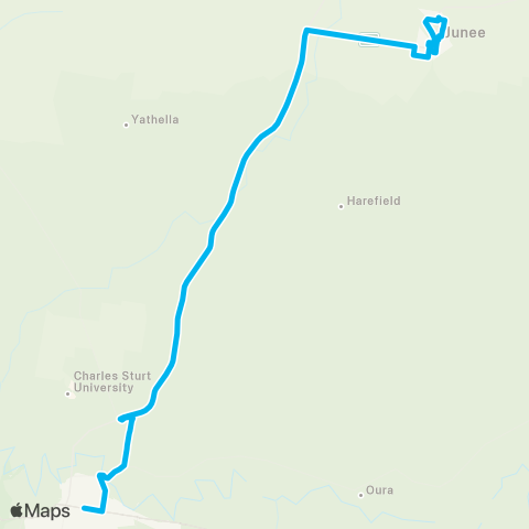 Riverina Murray Network Junee to Wagga Wagga via Wallacetown & Hampden Ave map