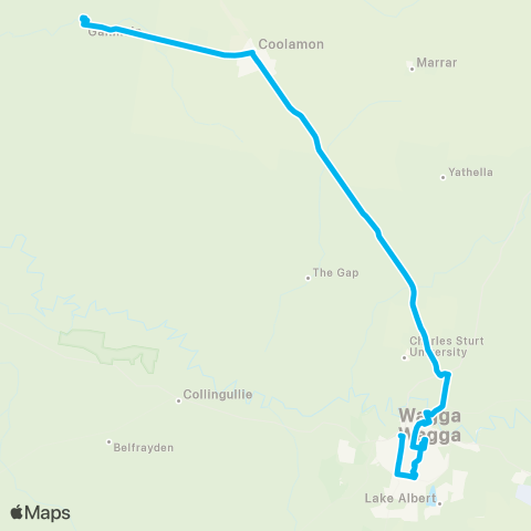 Riverina Murray Network Ganmain to Wagga Wagga via Coolamon map