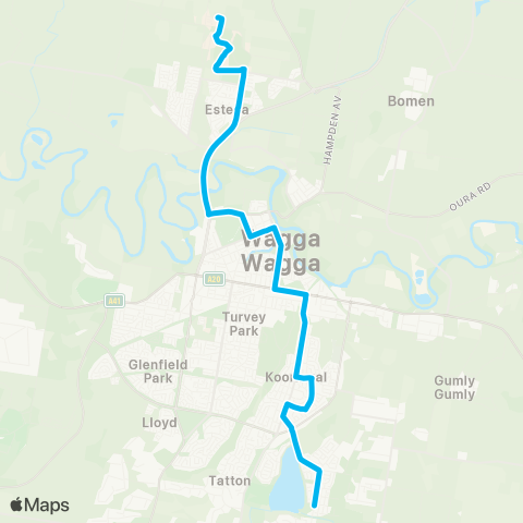 Riverina Murray Network Lk Albert to Wagga Wagga, Estella & Univ map