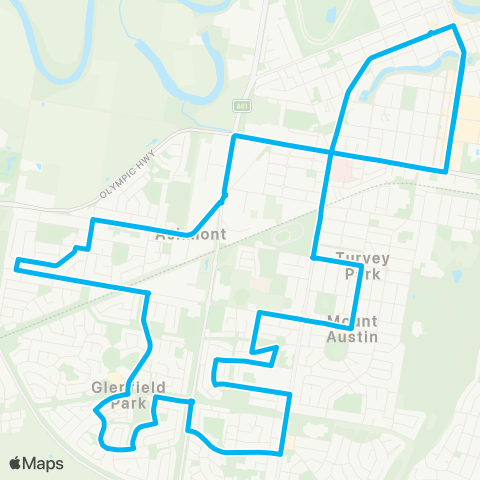 Riverina Murray Network Glenfield Pk to Wagga Wagga via Ashmont map