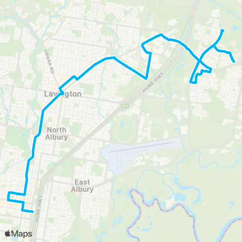 Riverina Murray Network Thurgoona to Albury via Charles Sturt Univ & Lavington map