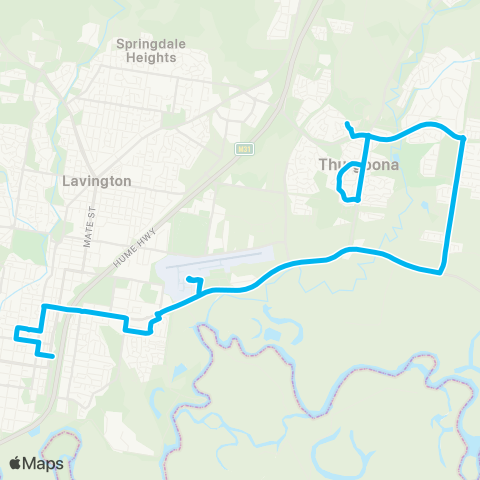 Riverina Murray Network Thurgoona to Albury via Airport & Base Hosp map
