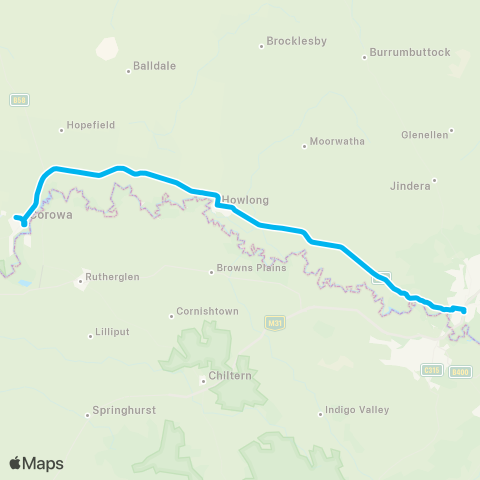 Riverina Murray Network Corowa to Albury via Howlong map