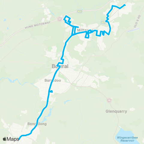 South East and Tablelands Network Moss Vale to Willow Vale via Bowral & Mittagong map