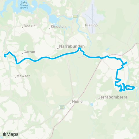 South East and Tablelands Network Karabar to Woden via Queanbeyan & Fyshwick map