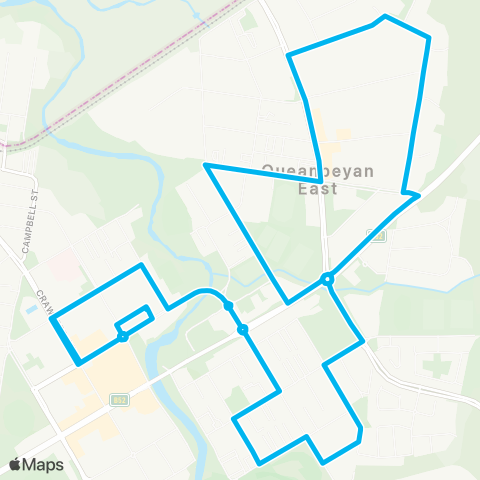 South East and Tablelands Network Queanbeyan to E Queanbeyan (Loop Service) map