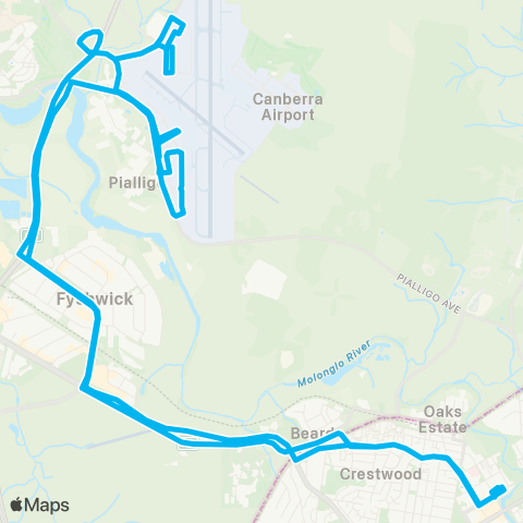 South East and Tablelands Network Queanbeyan to Brindabela Business Pk, Majura Pk and Canberra Airport map