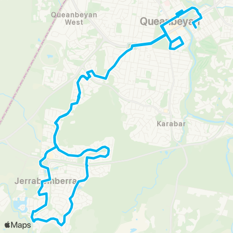 South East and Tablelands Network Jerrambomberra to Queanbeyan (Loop Service) map