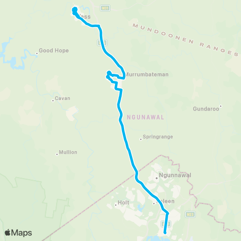 South East and Tablelands Network Yass to Canberra City Ctr via Woden Interchange & Canberra Hosp map