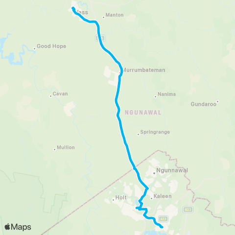 South East and Tablelands Network Yass Rossi St to Canberra City Ctr via Belconnen & Calvary Hosp map