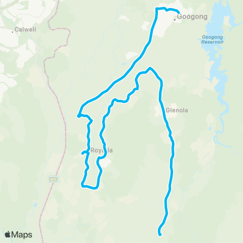 South East and Tablelands Network Burra to Googong Public via Royalla map