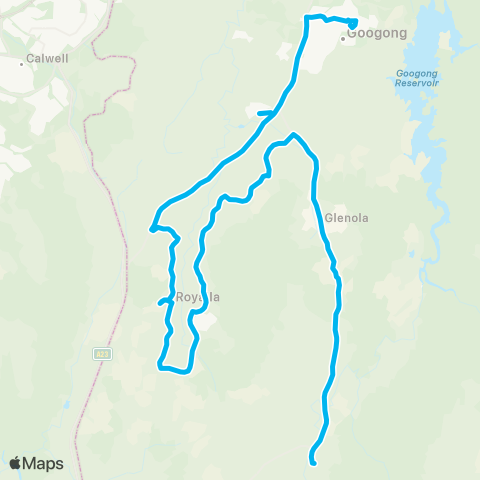 South East and Tablelands Network Googong Public to Burra via Royalla map