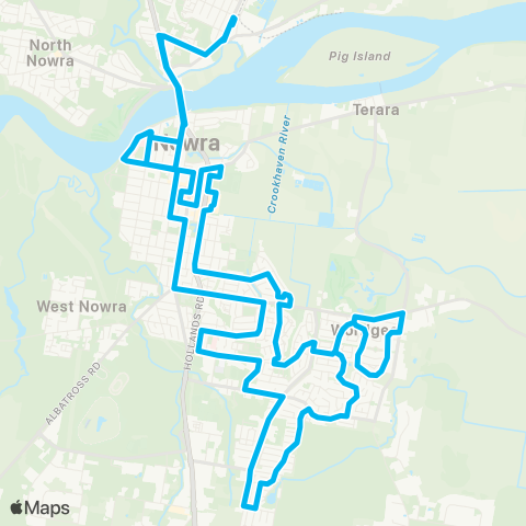 Sydney and Surrounds Network E Nowra & Worrigee to Nowra (Loop Service) map