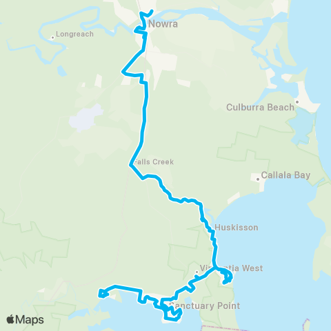 Sydney and Surrounds Network Basin View to Bomaderry Sta & Nowra via St Georges Basin map