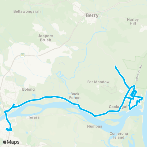Sydney and Surrounds Network Shoalhaven Heads to Nowra via Bomaderry Sta map