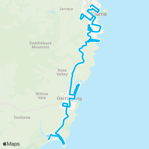 Sydney and Surrounds Network Kiama to Gerroa via Gerringong map