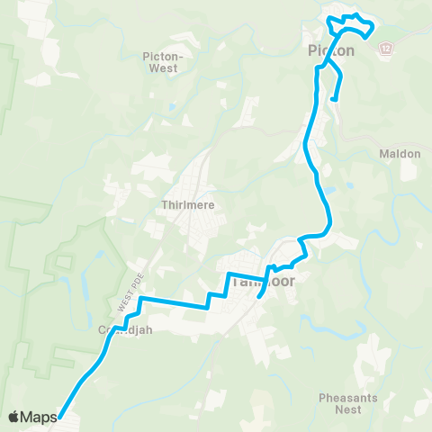Sydney and Surrounds Network Buxton to Tahmoor & Picton map