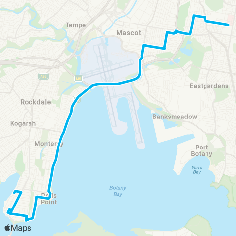 Sydney Buses Network Sans Souci to Prince of Wales Hospital map