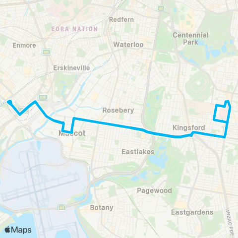 Sydney Buses Network Sydenham to Randwick (Loop Service) map