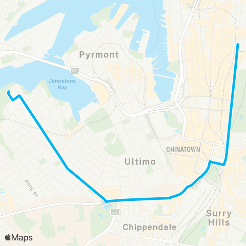 Sydney Buses Network Glebe Point to City Martin Place map
