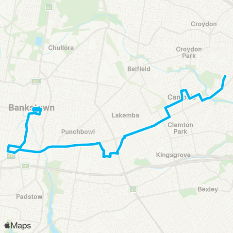 Sydney Buses Network Bankstown Central to Canterbury map