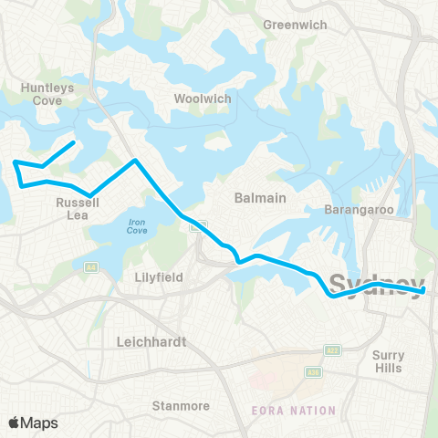 Sydney Buses Network Chiswick to City Domain map