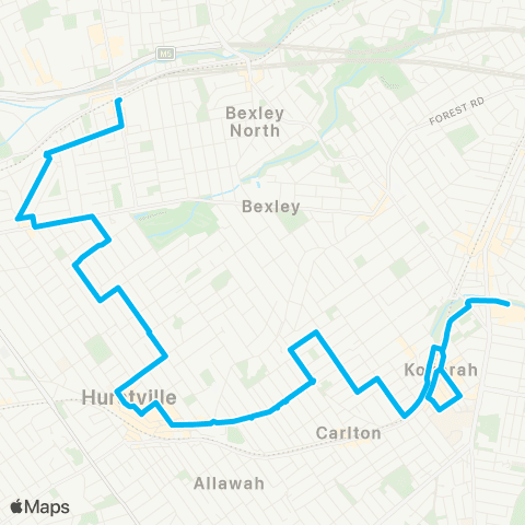 Other TfNSW routes Unknown Long Name map