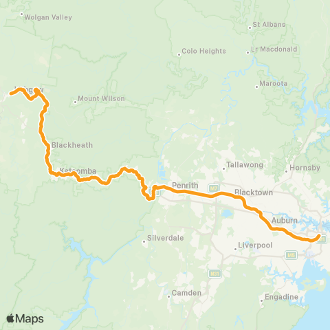Intercity Trains Network Blue Mountains map