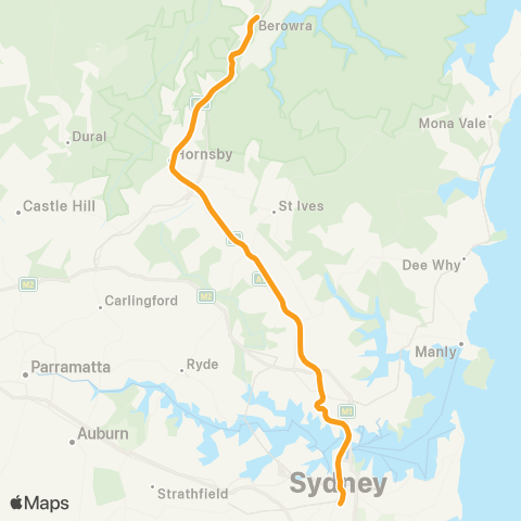Sydney Trains Network North Shore & Western map