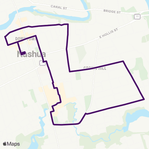 Nashua Transit System Crown Hill / Spring St map