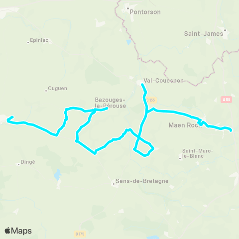 Navette du Val d'Ille-Auvigné Combourg <> Maen-Roch map