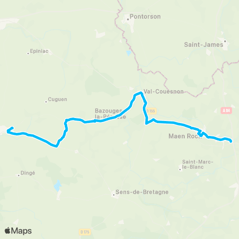 Navette du Val d'Ille-Auvigné Maen-Roch <> Combourg map