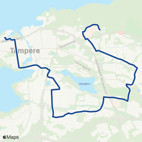 Nysse Tays Arvo - Turtola - Ratina - Särkänniemi map