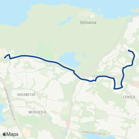 Nysse Atala - Linnainmaa - Kaupin kampus map