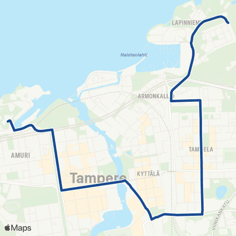 Nysse Rauhaniemi - Särkänniemi map