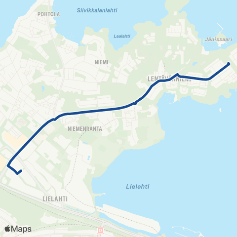 Nysse Lielahti - Reuharinniemi map