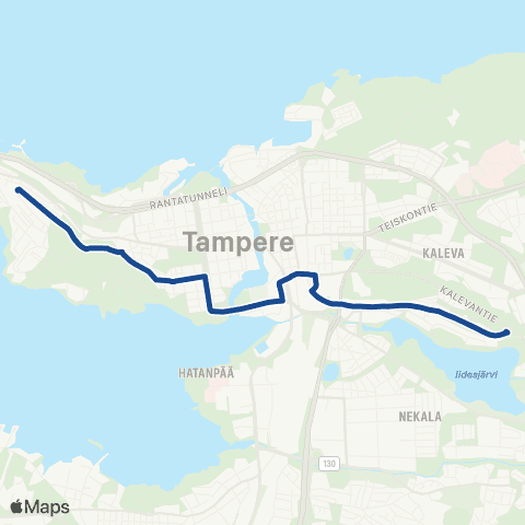 Nysse Järvensivu - Ratinanranta - Pispalanharju map
