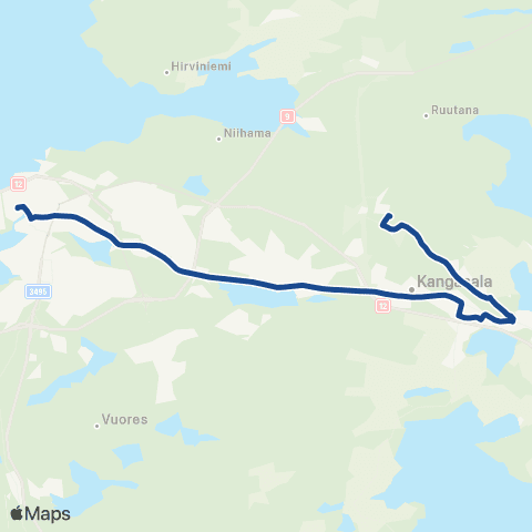 Nysse Kangasala - Tampere map