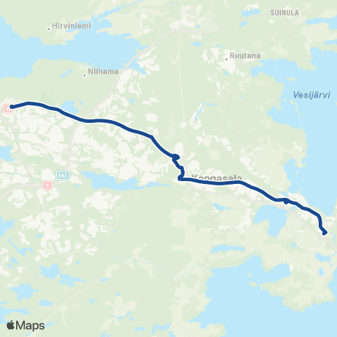 Nysse Huutijärvi - Kangasala - Kaupin kampus map