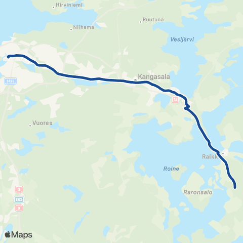 Nysse Pälkäne - Kangasala - Tampere map