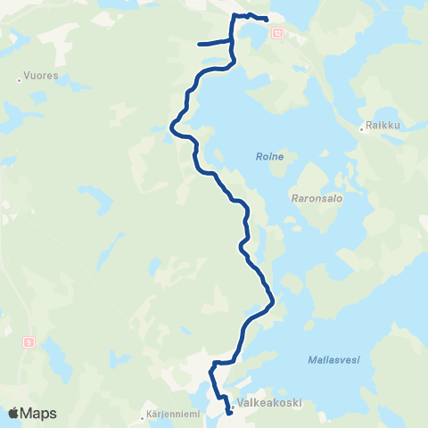 Nysse Kangasala - Valkeakoski map