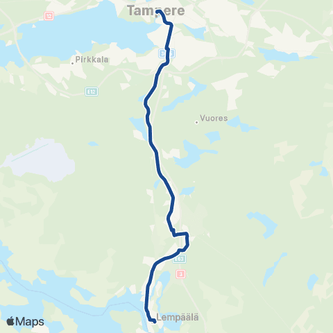 Nysse Lempäälä - Ideapark - Tampere map