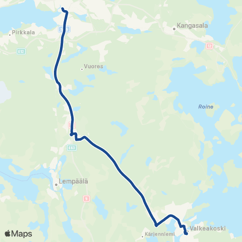 Nysse Valkeakoski - Ideapark - Tampere map