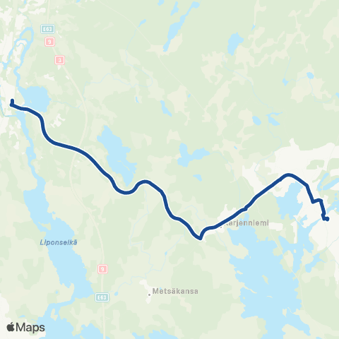 Nysse Valkeakoski - Lempäälä map