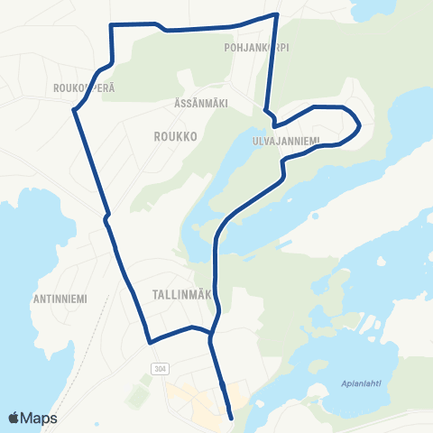 Nysse Valkeakosken kauppatori - Roukko - Eerola map