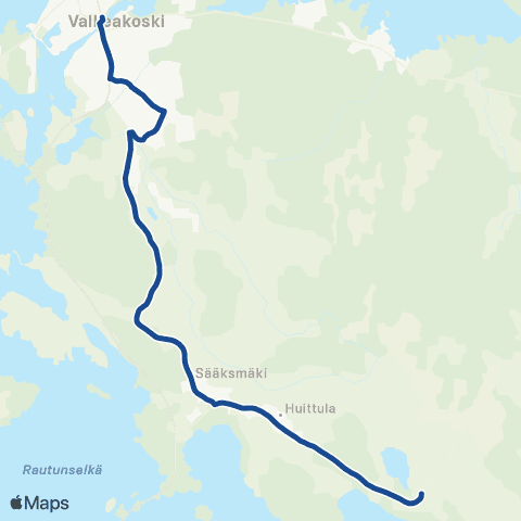 Nysse Valkeakoski tori - Ritvala map