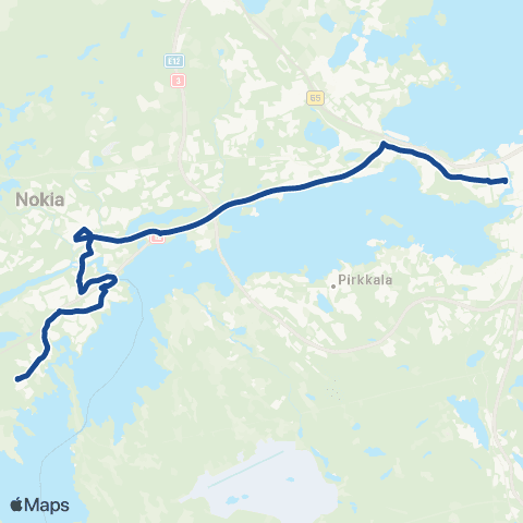 Nysse Keskustori - Nokia - Vihola - Sammalisto map